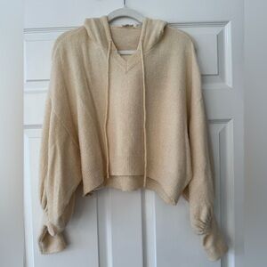 free people x revolve cropped hooded knit sweater